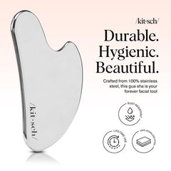Kitsch stainless steel gua sha tool highlighting jawline sculpting potential
