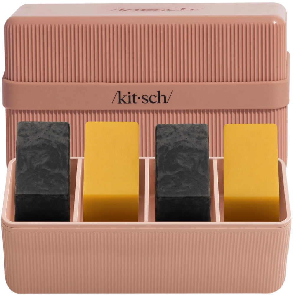 Kitsch travel soap case four compartments open, enables organized packing for multiple bars.