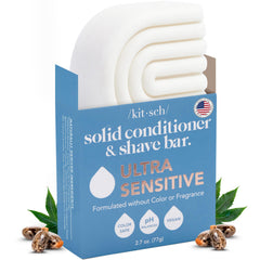 Kitsch ultra-sensitive conditioner bar on counter, fragrance-free formula for sensitive scalp