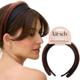 Kitsch velvet headband in black close-up showing plush texture for everyday wear.