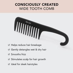 Kitsch wide-tooth detangler comb on curly hair showing gentle detangling preserving curls.
