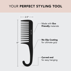 Kitsch wide-tooth detangler comb used on wet hair to distribute conditioner gently.