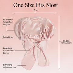 Kitsch XL Satin Bonnet adjustable ties shown for a personalized, comfortable fit