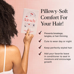 Kitsch XL Satin Bonnet on head demonstrates secure fit for textured hair