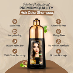Kiwinz Professional 5-in-1 hair dye shampoo in action for vibrant color.