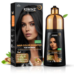 Kiwinz Professional Hair Color Shampoo bottle for quick at-home color touch-ups with 100% color accuracy.