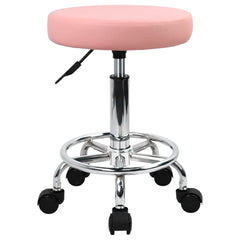 KKTONER PU leather round stool pink seat: comfortable all-day seating for salons and studios.