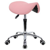 KKTONER rolling saddle stool pink seat offers all-day comfort for long sessions