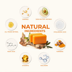 KlearBloom Kojic Turmeric Soap packaging-front presents two-bar holder for easy access.