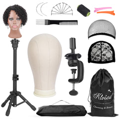 Klvied wig mannequin stand on desktop for precise wig styling and display