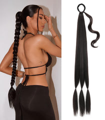 Kmzbasg long braid pony tail extension 34 inches offers instant full-length volume for daily wear.