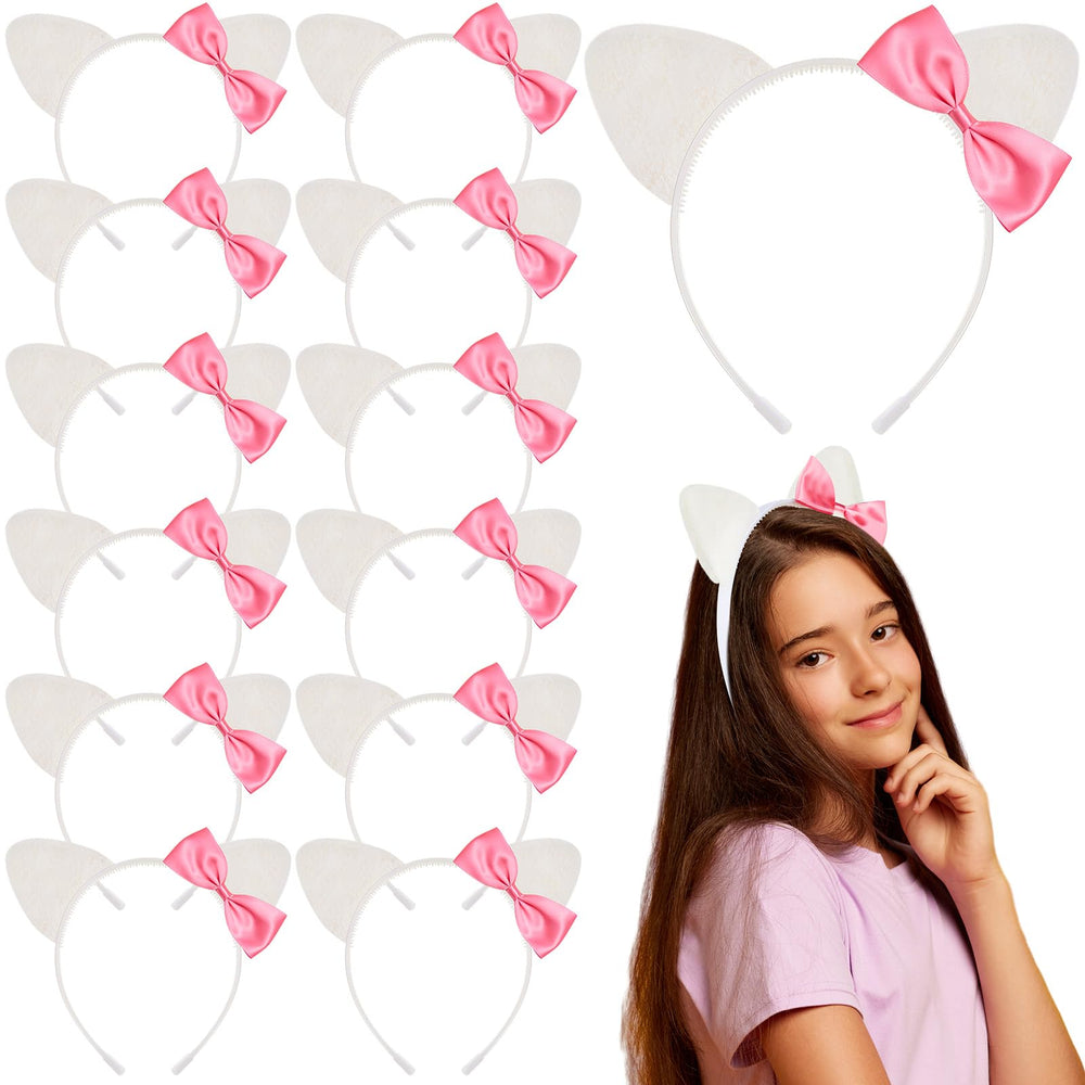 Knitgrip 12pcs cat ears headbands pink set for festive party fun and photo moments