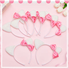 Knitgrip durable plastic base headbands with plush ears pink for kids and adults