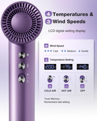 KNKA hair dryer heat and speed settings for tailored styling.