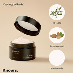 Close-up of Knours cream texture, smooth and rich.