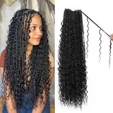 Knovotch Boho Crochet Braids 18in closeup curls offer natural texture for daily wear.