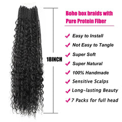 Knovotch Boho Crochet Braids 18in natural texture and realistic feel ideal for versatile styling.