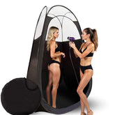 KOBBTAN large deluxe spray tan tent front view demonstrates quick pop-up setup for home or salon sessions.