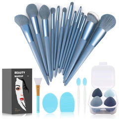 Koccido makeup brushes 22-piece kit on display for versatile makeup application across eyes, cheeks, and lips.