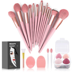 Koccido 22-piece makeup brushes kit with pink case for organized travel.