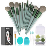 Koccido makeup brushes green packaging: compact set for on-the-go flawless application.