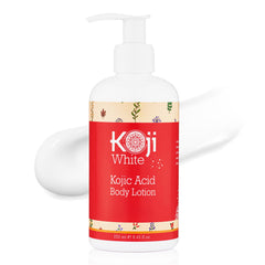 Koji White Kojic Acid Body Lotion bottle highlighting premium hydration