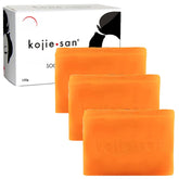Kojie San skin-brightening soap packaging close-up for even skin tone and easy use
