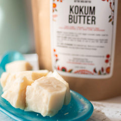 Kokum Butter raw unrefined texture close-up showing smooth, melt-ready consistency.