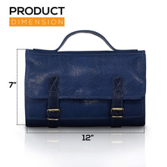 KomalC premium Buffalo leather roll toiletry bag zipper detail, secure closure.