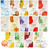 KONEUK 126-pack face masks gift set packaging highlights bulk value and spa-ready presentation.