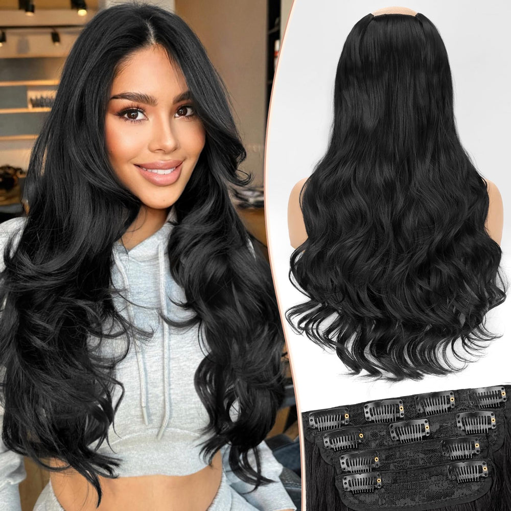 Kookastyle clip-in extensions 20in layered curly pack front view for volumized styling