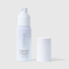 Kopari Face Shield texture swatch highlights a light dewy finish.
