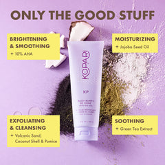 Kopari KP Body Scrub with coconut shells for pore-decongesting exfoliation