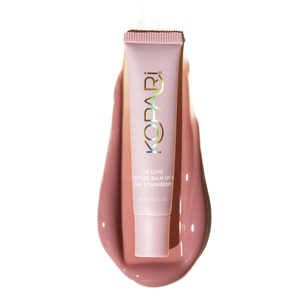 Kopari Lip Love Moisture Balm in pink tint for radiant lips with mineral SPF 30