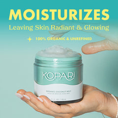 Kopari Organic Coconut Melt makeup remover scene shows gentle cleansing and nourished skin