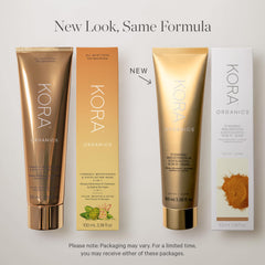 KORA Organics Turmeric Brightening Mask jar closeup highlighting nourishing exfoliation