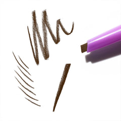 Kosas Brow Pop thin-side feathered strokes for definition.