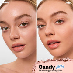 Kosas Cloud Set Candy pressed powder swatch demonstrates an airy texture for effortless blending.