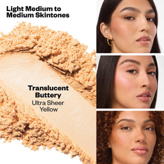 Kosas Cloud Set translucent swatch demonstrates airy texture for natural radiance.