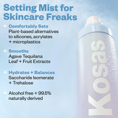 Kosas Cloud Set atomizer visuals highlights 12-hour hold without dryness.