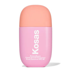 Kosas DreamBeam SPF 40 texture close-up shows lightweight mineral protection for makeup prep.