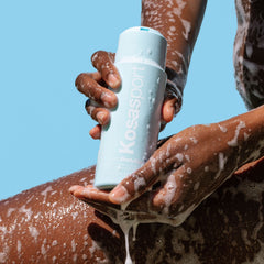 Kosas Kosasport Good Body Skin exfoliating gel texture reveals AHA and enzyme action clarifying pores.