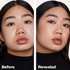 Kosas Revealer foundation application with fingers highlights skin-like finish and easy daily routine