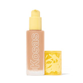 Kosas Revealer Foundation bottle closeup shows weightless, breathable finish.