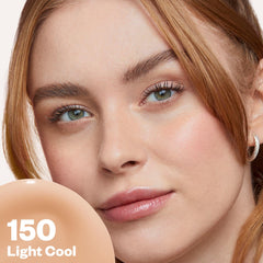 Kosas Revealer Foundation swatch reveals medium, buildable coverage for natural skin.