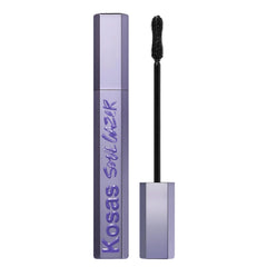 Kosas Soulgazer curvilinear brush close-up demonstrates even lift and lash separation.