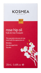 Kosmea Rosehip Oil texture swirl highlights silky finish suitable for all skin types.