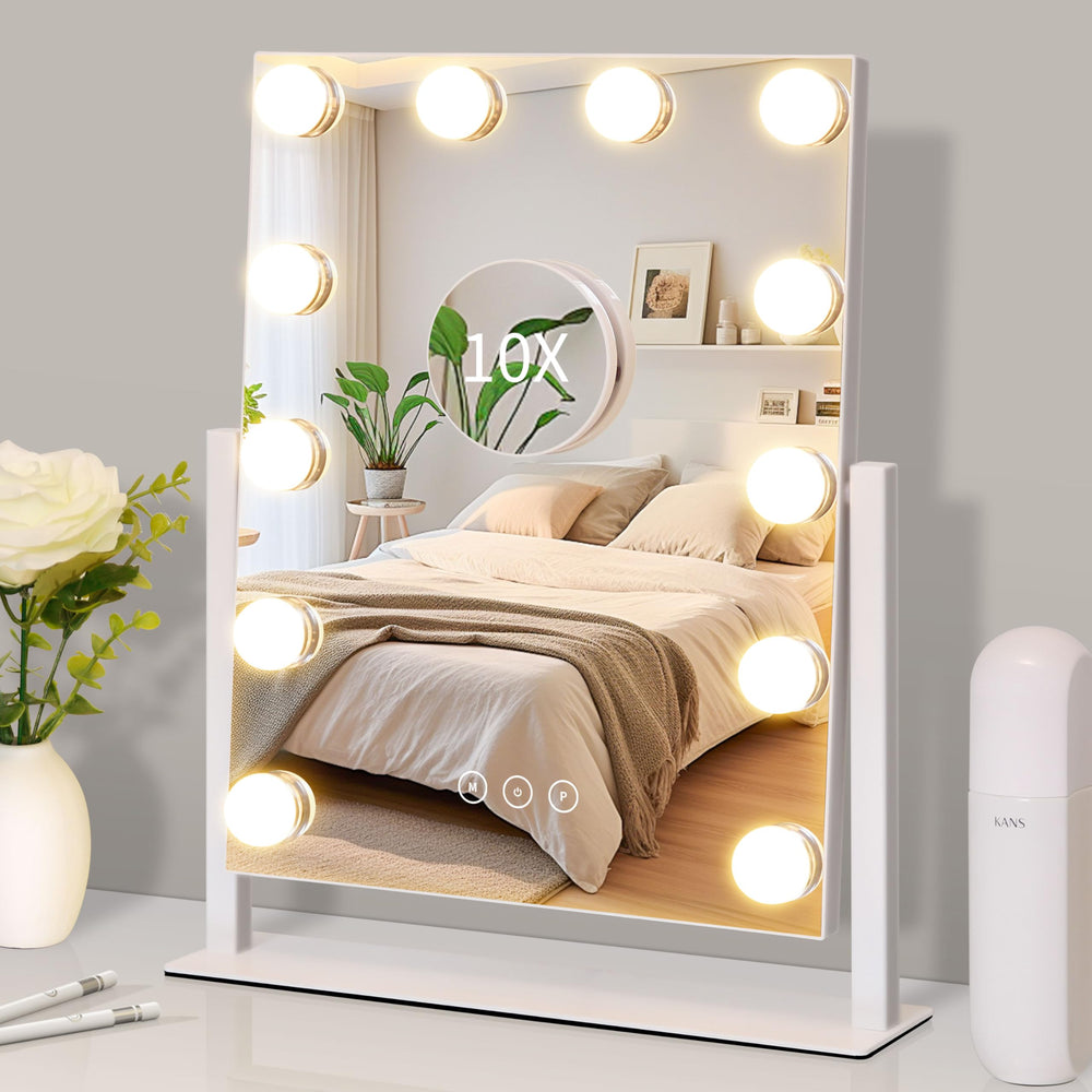 Kotdning vanity mirror with lights shows 12 dimmable bulbs for flawless makeup in any setting.