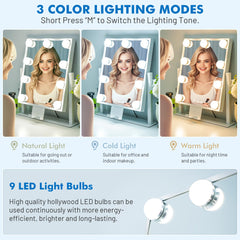 Kottova three-color dimmable lighting enhances skin tones for makeup.