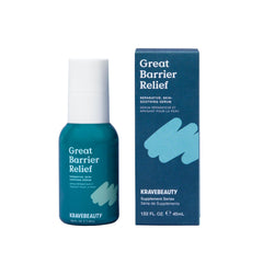 KraveBeauty Great Barrier Relief Serum bottle with pump for barrier support and calm skin.